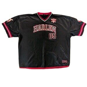 FUBU Harlem 05 Jersey Shirt Mens 6XL Black Red Football Hip Hop Y2K Athletic
